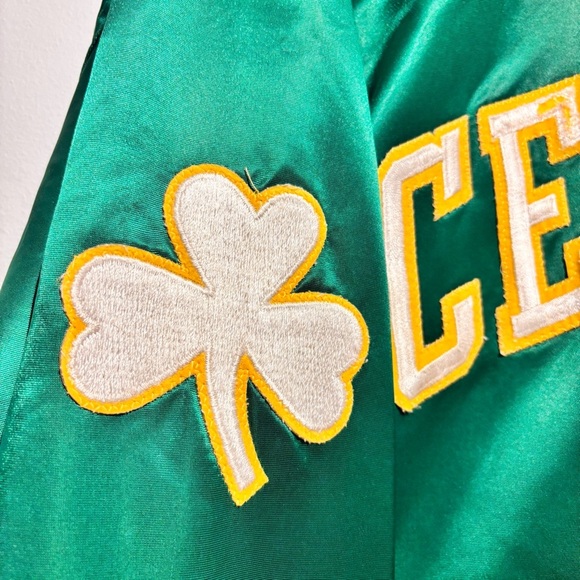 Vintage Boston Celtics Starter Jacket XL 80s 90s NBA Green Satin Bomber - Picture 6 of 16